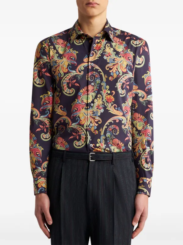 ETRO paisley-print cotton-blend Shirt | Blue | FARFETCH