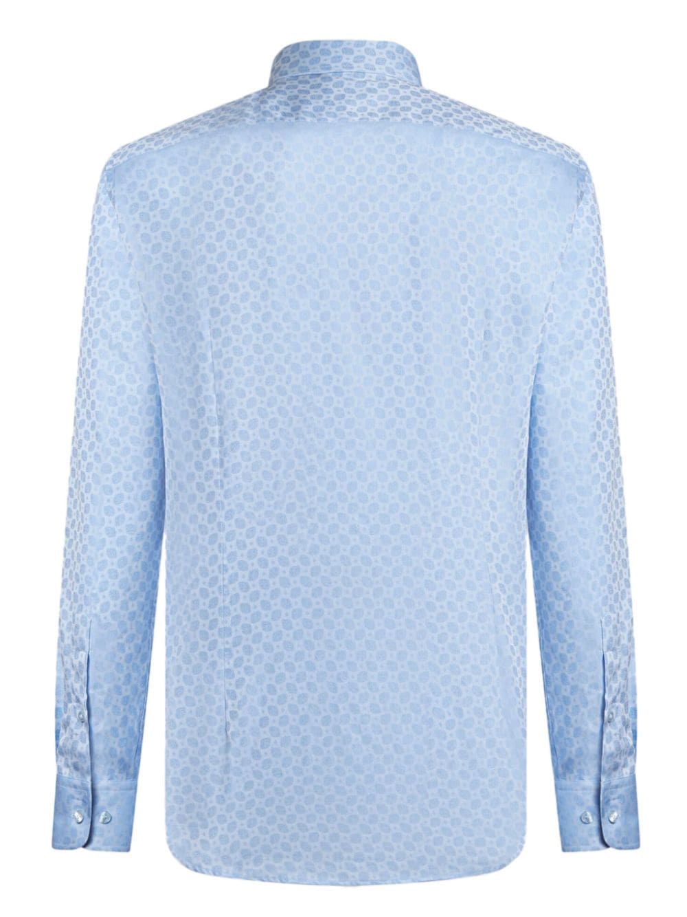 Shop Etro Jacquard Cotton Shirt In Blue