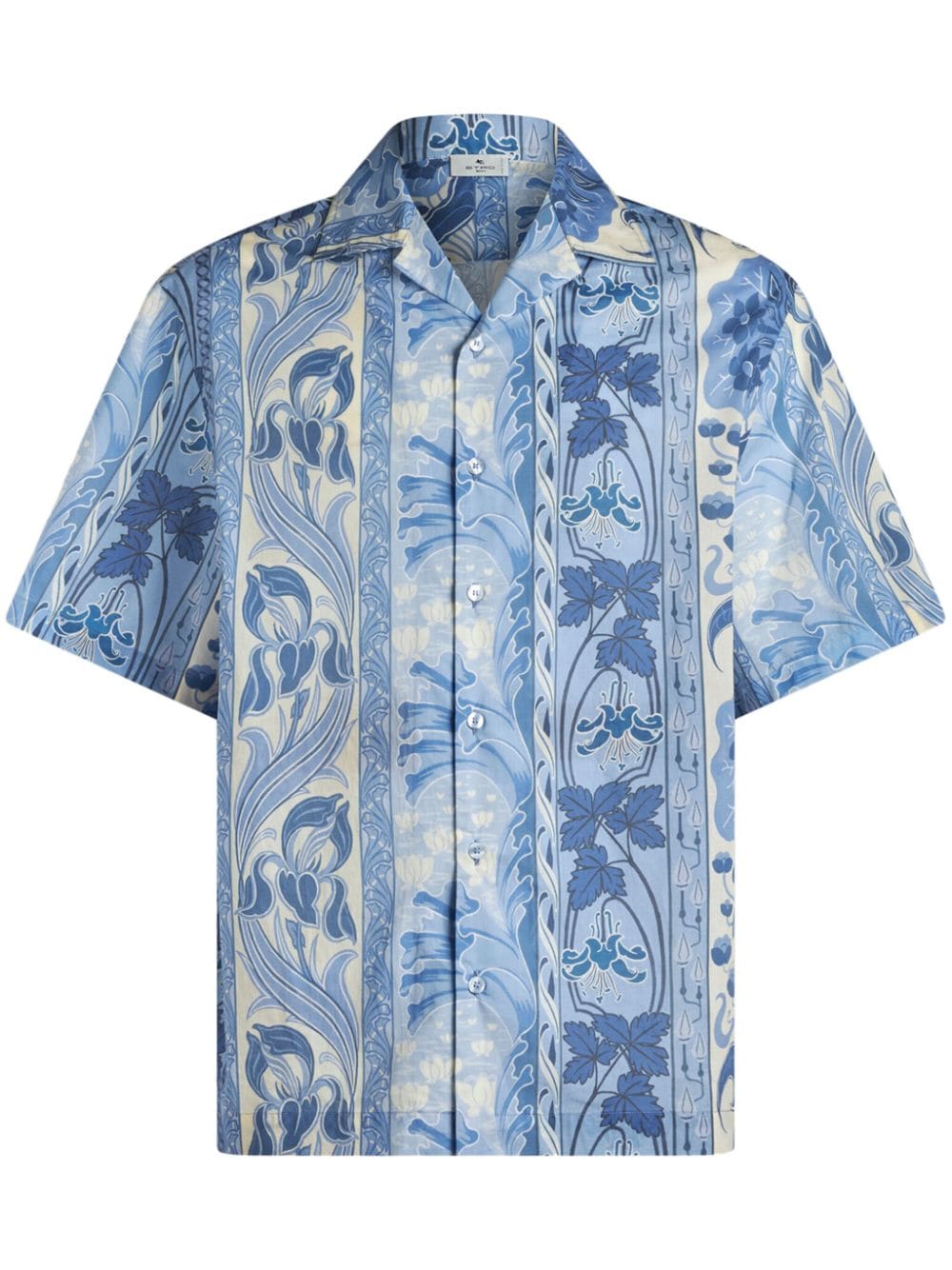 Etro Floral-print Bowling Shirt In Blue