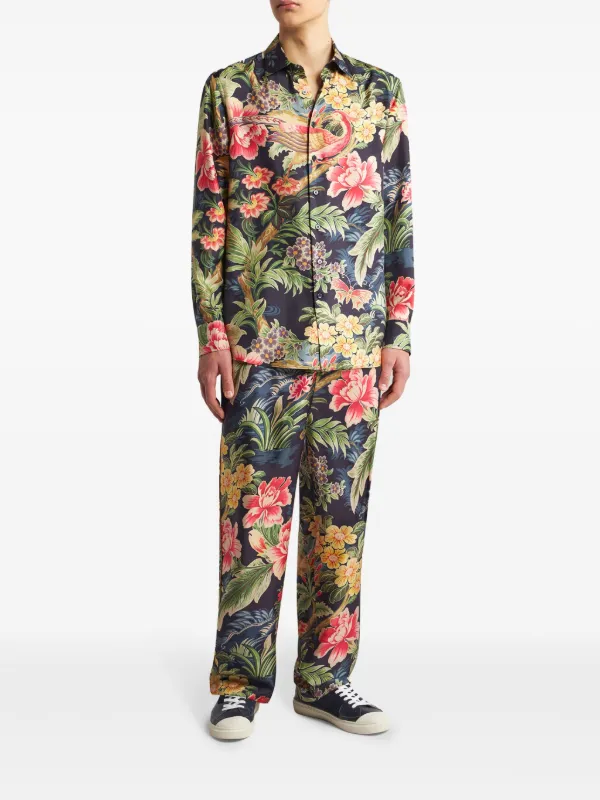 ETRO フローラル プリント シルク パンツ ライトブルー ETRO floral-print Silk Trousers | Blue | FARFETCH