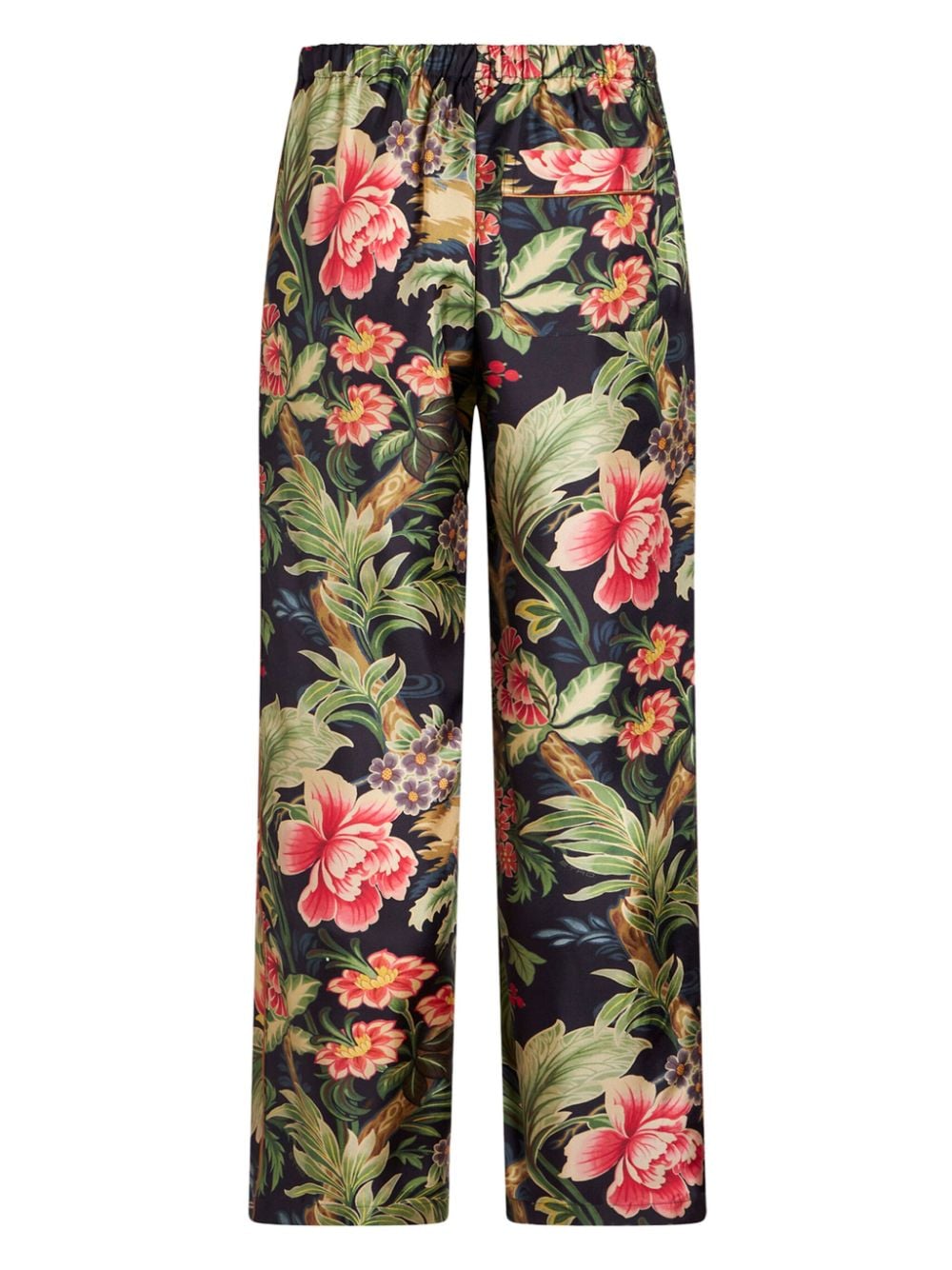 Shop Etro Floral-print Silk Trousers In Blue