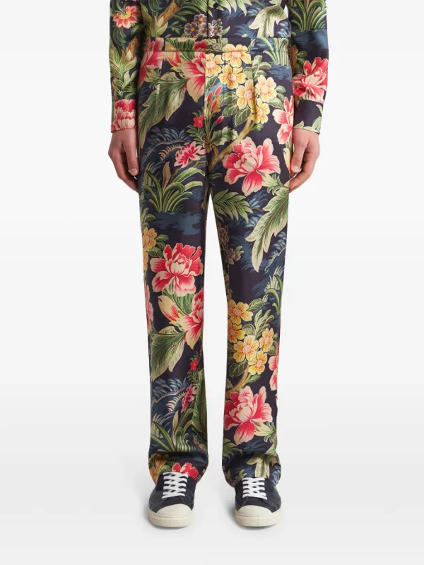 ETRO floral-print Silk Trousers | Blue | FARFETCH