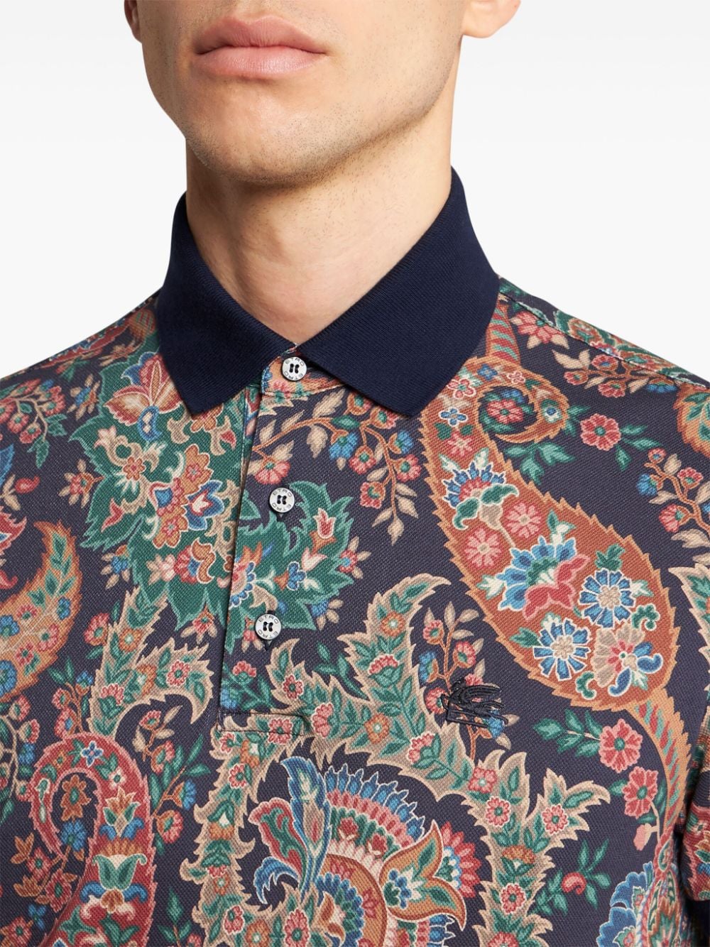 Shop Etro Floral Paisley Print Polo Shirt In Blue