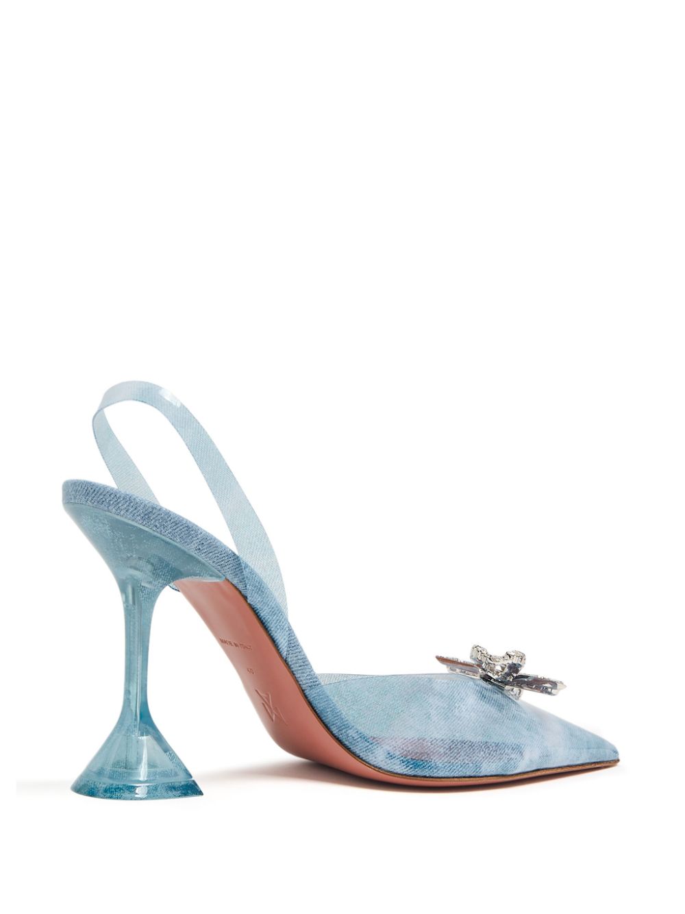 Amina Muaddi Blue 95mm bow-detail pumps Women