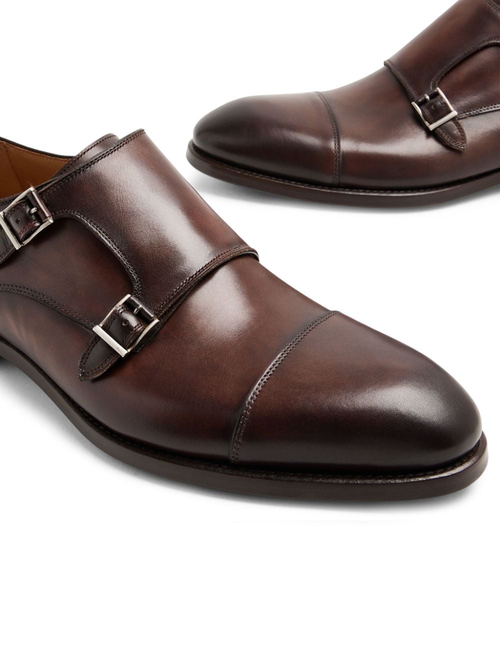 Magnanni leather monk shoes Brown