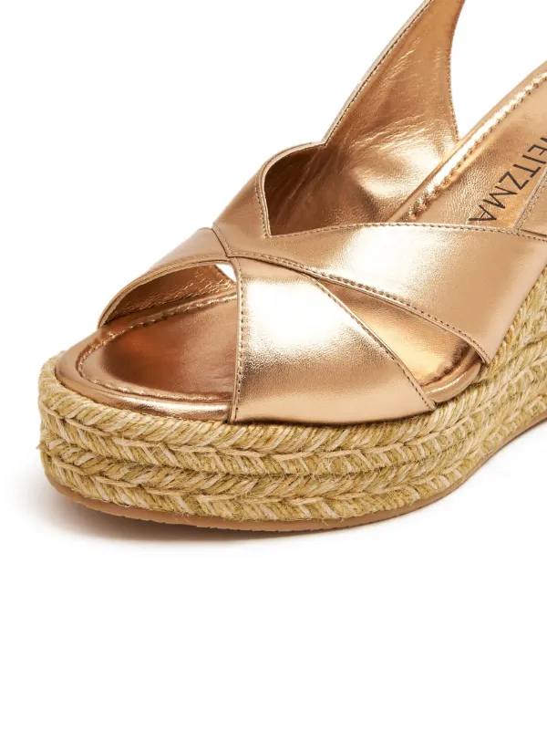 Stuart Weitzman Mirela II 80mm Wedge Espadrilles | Gold | FARFETCH JO