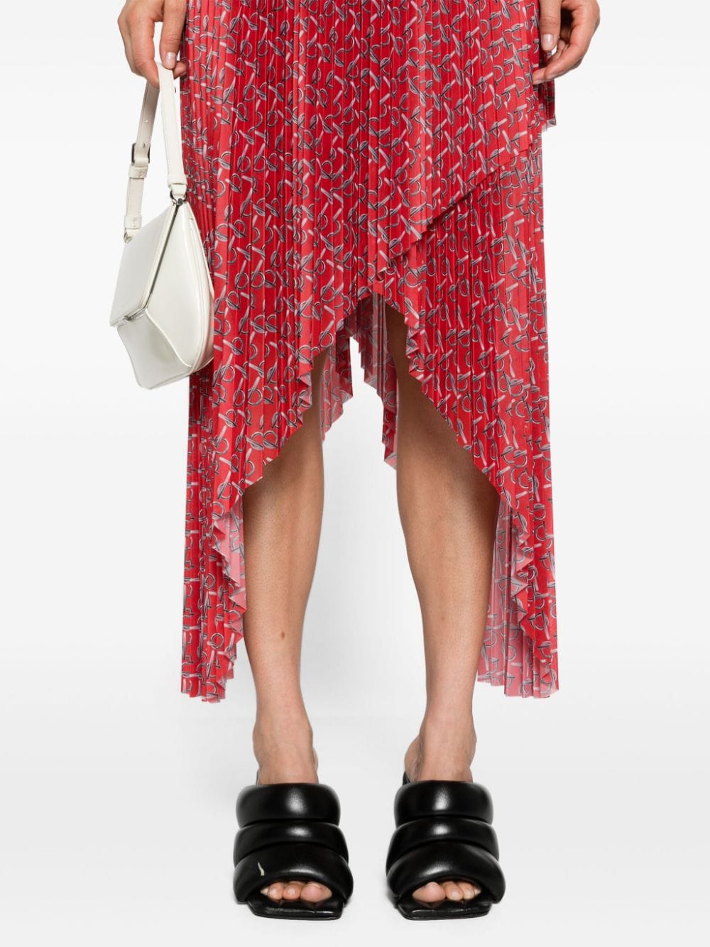 Shop Burberry Mid-rise Pleated Skirt In Red