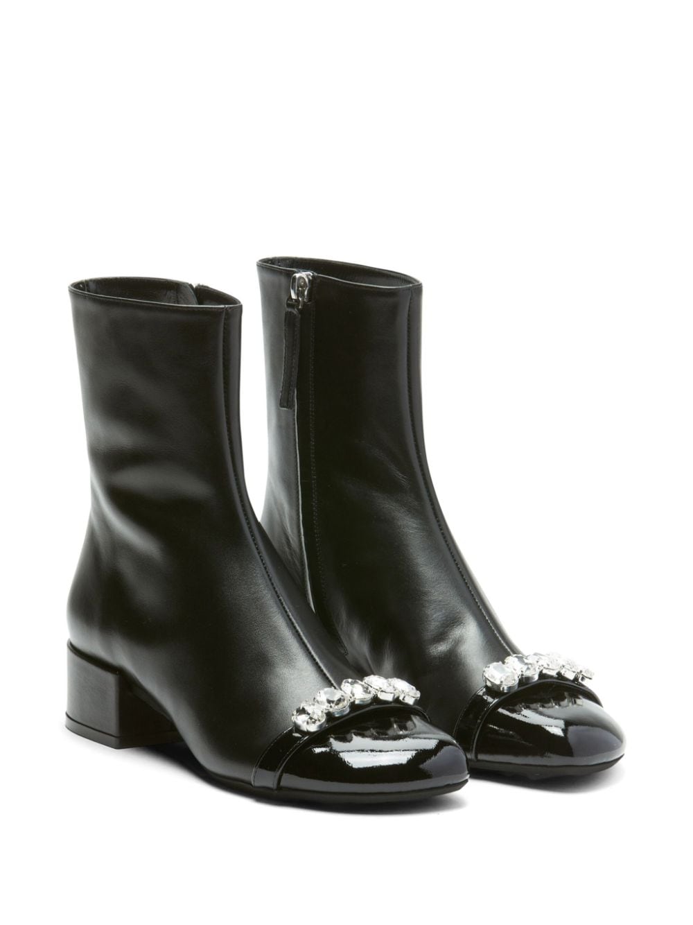 Shop N°21 30mm Crystal Leather Ankle Boots In Black