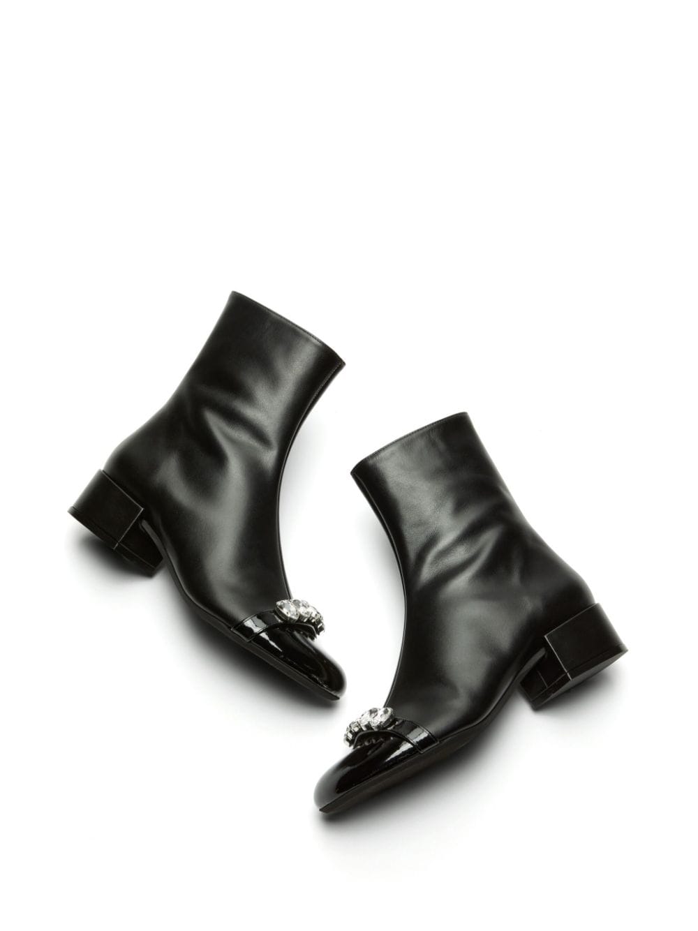 Shop N°21 30mm Crystal Leather Ankle Boots In Black