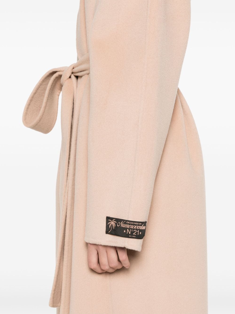 Shop N°21 Open-front Felted Maxi Coat In Neutrals