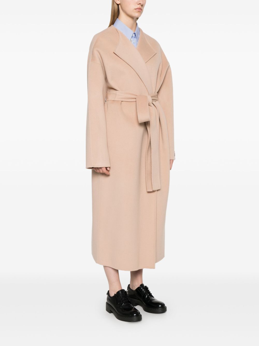 Shop N°21 Open-front Felted Maxi Coat In Neutrals