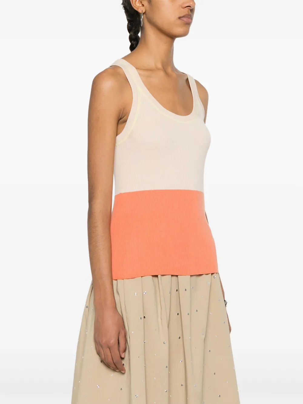 Ps By Paul Smith Colourblock Ribbed Tank Top In Neutrals