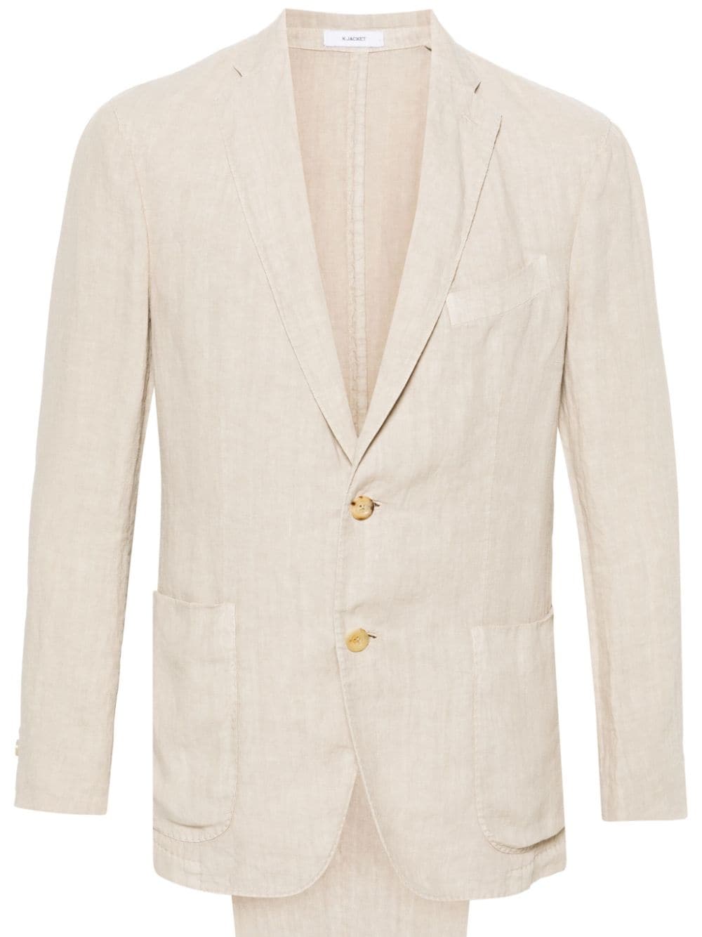 single-breasted linen suit