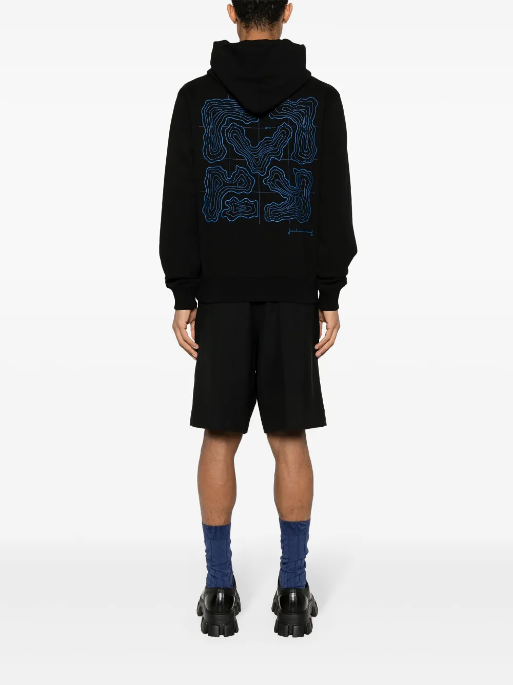 Off-White Hoodie met pijlprint - Zwart
