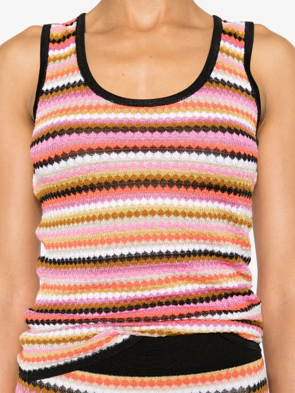 お待たせ! Top Tank ribbed-knit Striped Missoni | FARFETCH | Pink トップス
