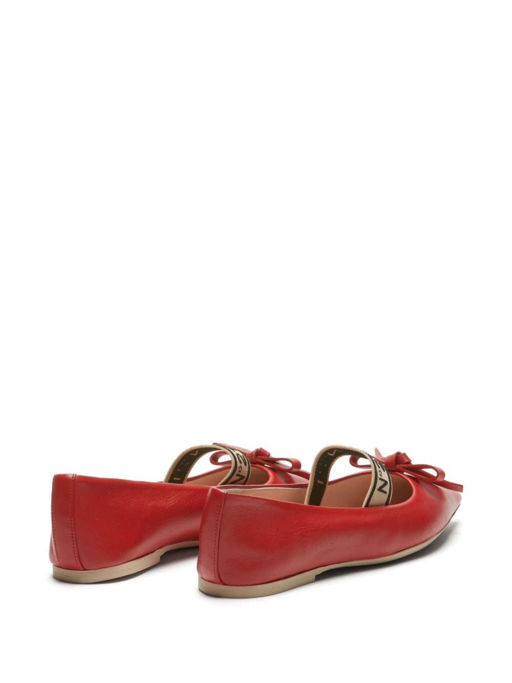 Shop N°21 Bow Leather Ballerina Shoes In Red