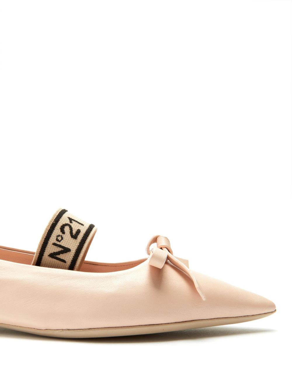 Nº21 Leren ballerina's met strik Beige