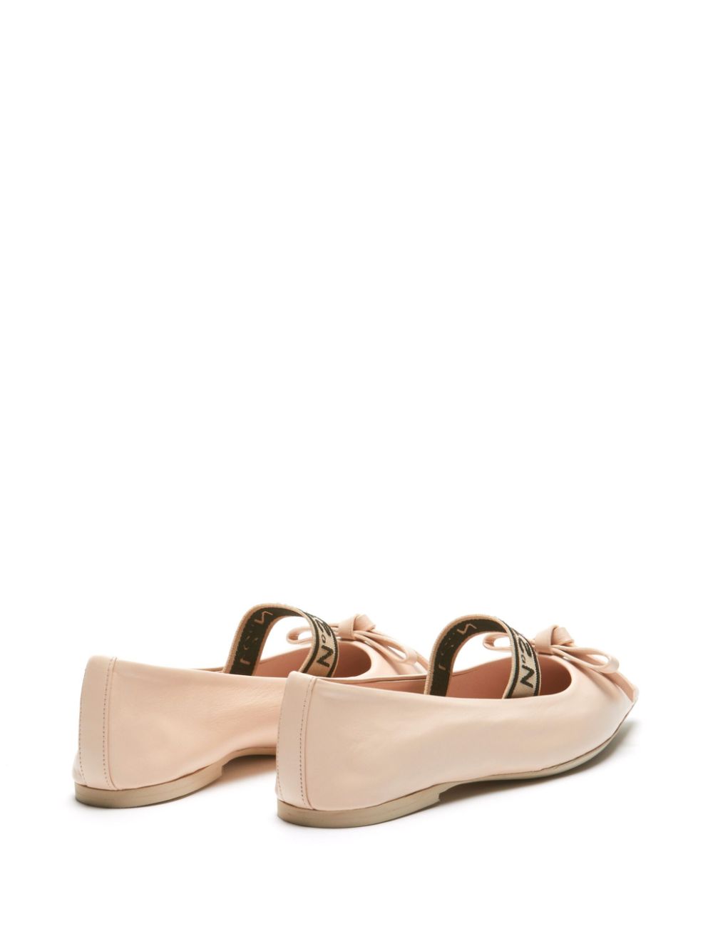 Nº21 Leren ballerina's met strik Beige