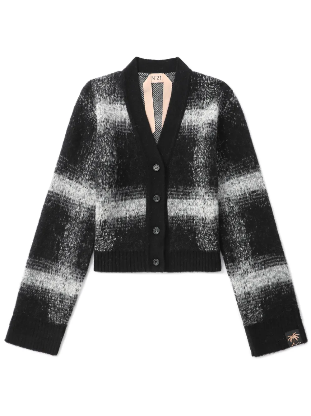 Nº21 Cardigan crop a quadri - Nero