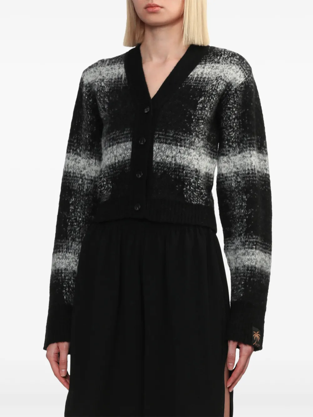  Nº21 Checked Cropped Cardigan - Black 