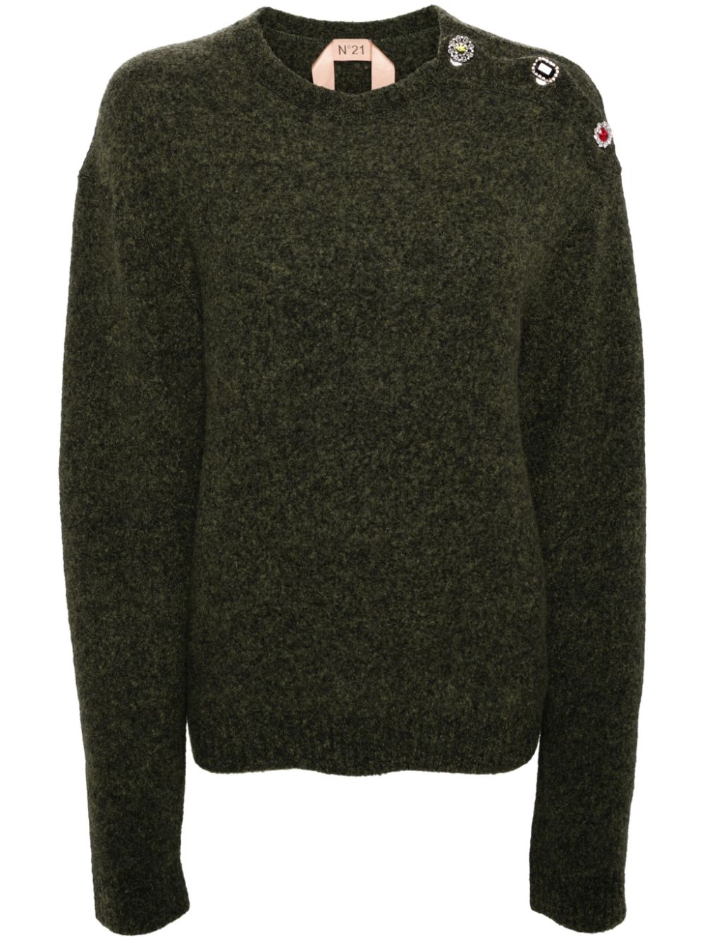 Nº21 crystal-embellished sweater - Green