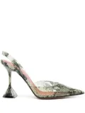 Amina Muaddi Holli Glass 95mm snakeskin-effect pumps - Neutrals
