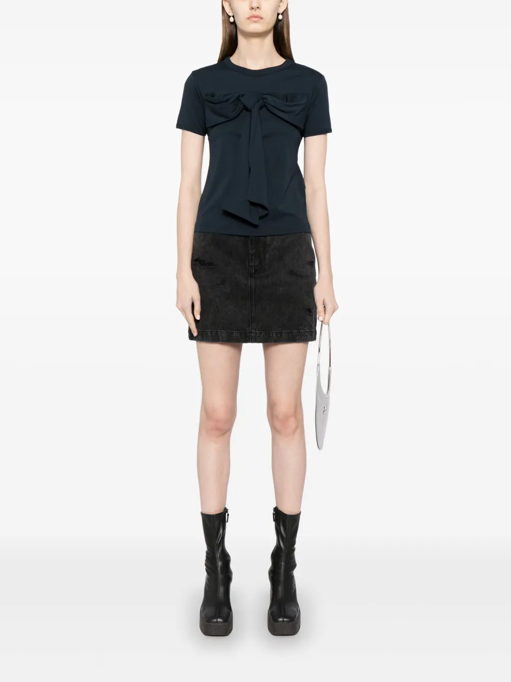 AMBUSH T-shirt met oversized strik - Blauw