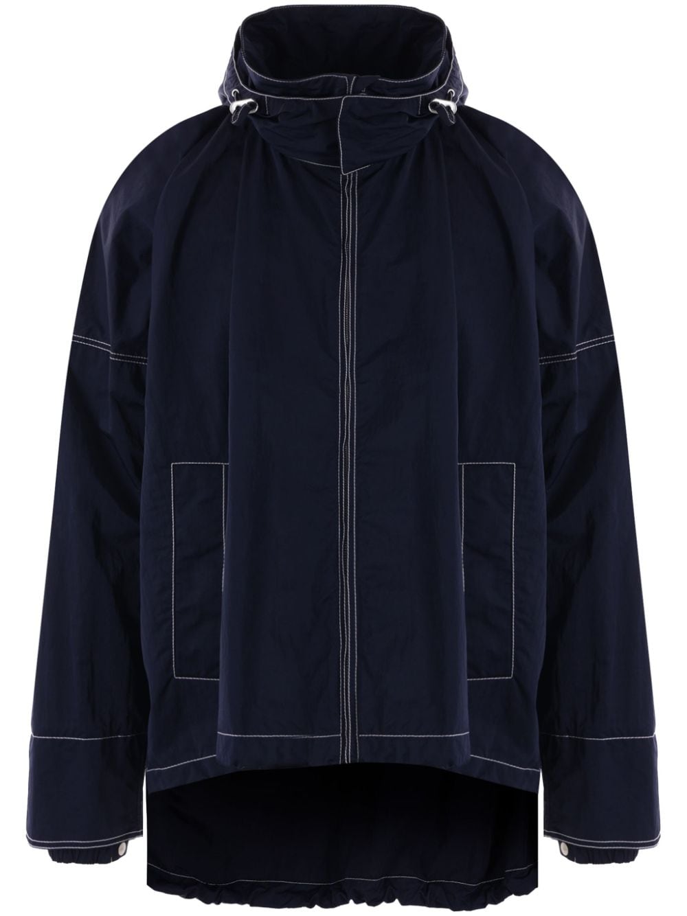 contrast-stitching hooded jacket