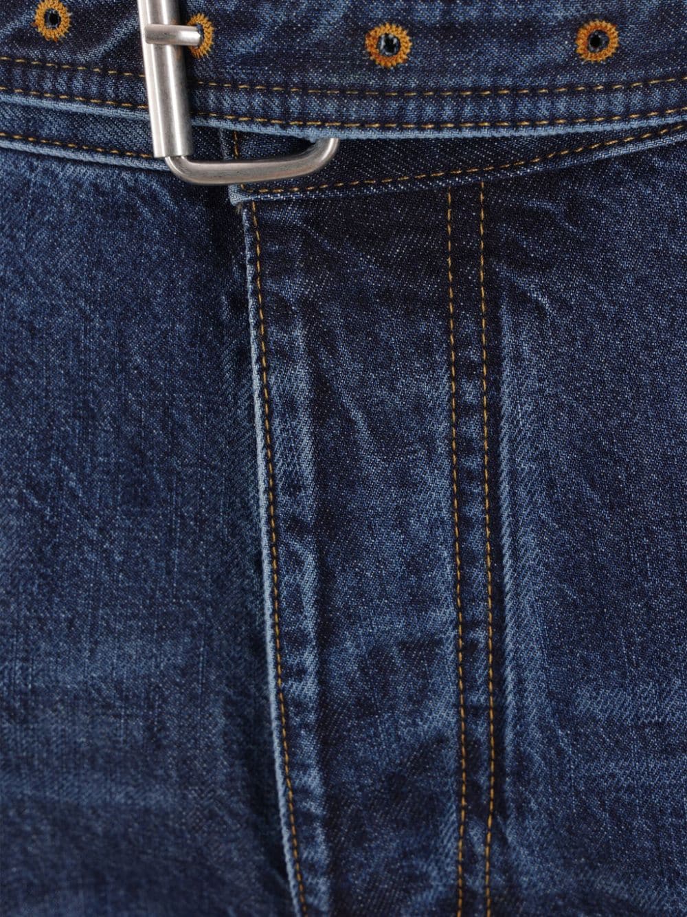 Shop Bottega Veneta Belted Mid-rise Straight-leg Jeans In Blue