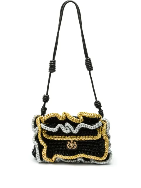 Isla logo-plaque woven shoulder bag