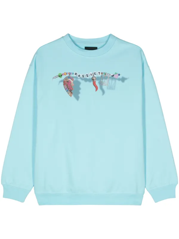 RASSVET logo-print Cotton Sweatshirt Blue FARFETCH TH