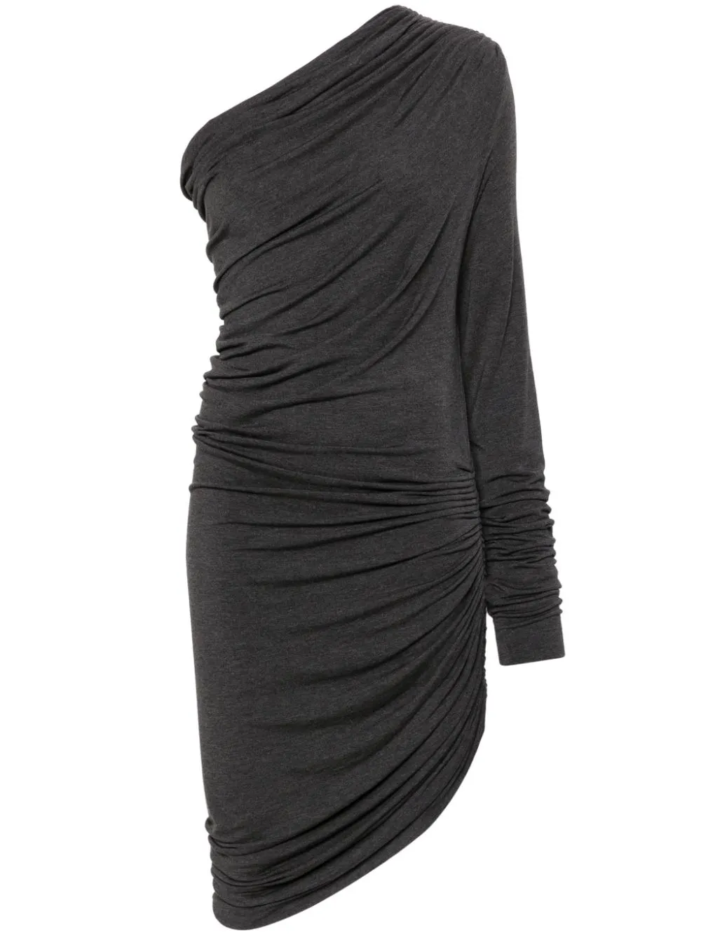 Norma Kamali Lazy Diana Ruched Minidress In Grey