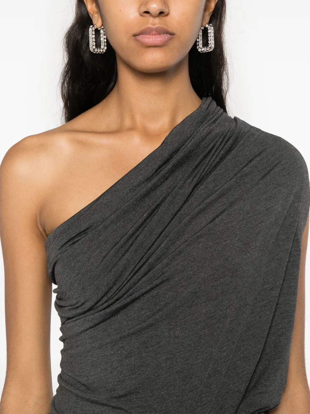 Shop Norma Kamali Lazy Diana Top In Grey