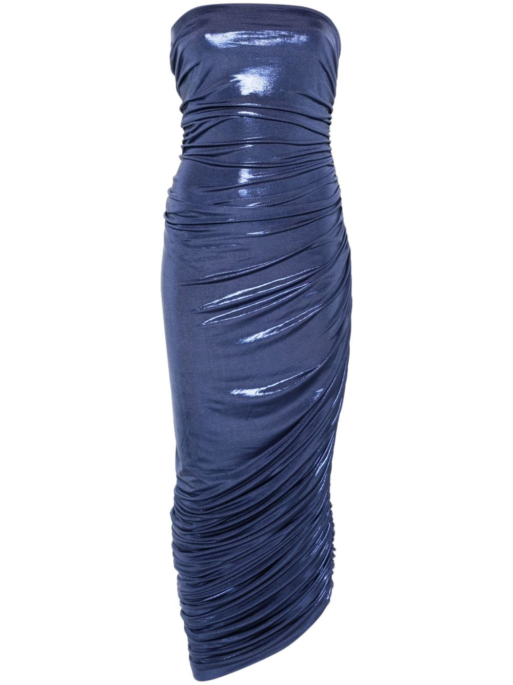 Norma Kamali Diana strapless gown Blauw