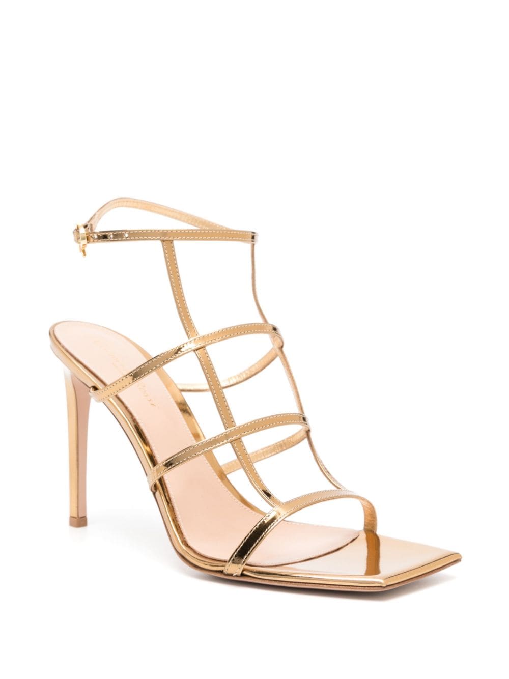 Shop Gianvito Rossi Mondry 95mm Leather Sandals In Gold
