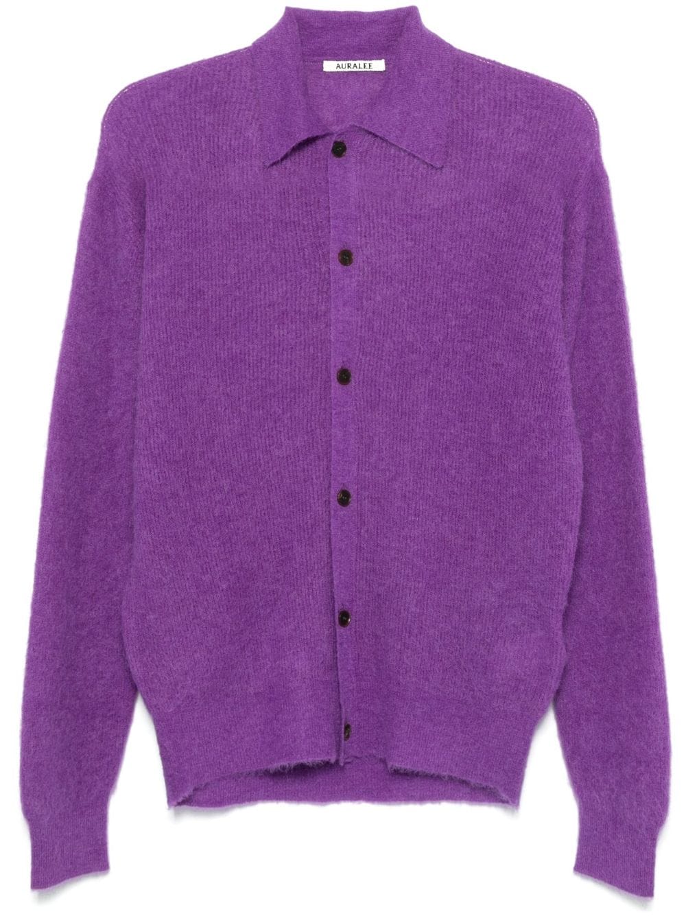 Shop Auralee Shirt Cardigan In Purple