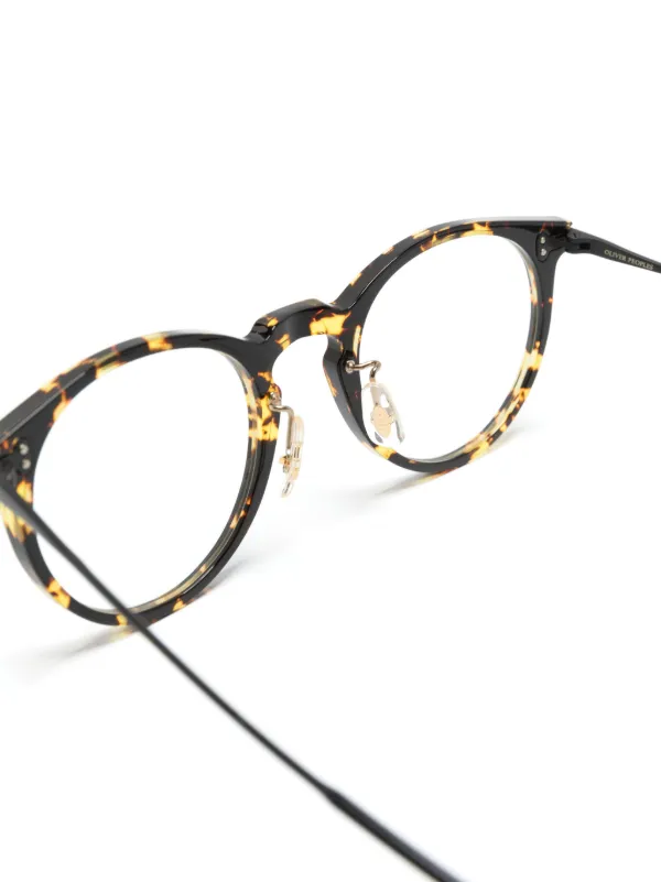 Oliver Peoples トータスシェル ラウンド眼鏡フレーム | ブラック 