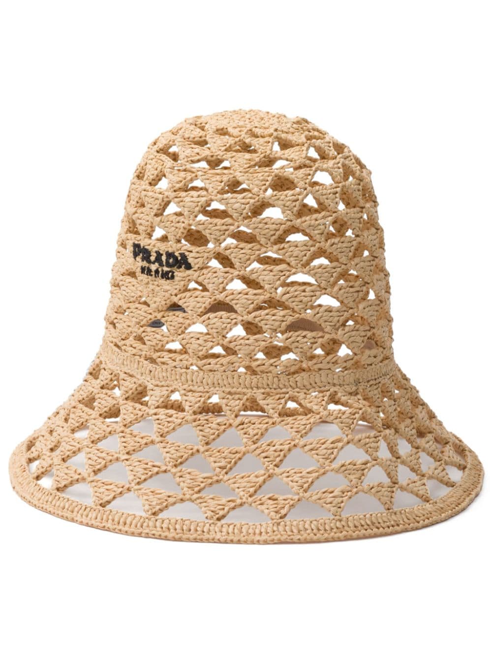 Prada Logo-embroidered Bucket Hat In Neutrals