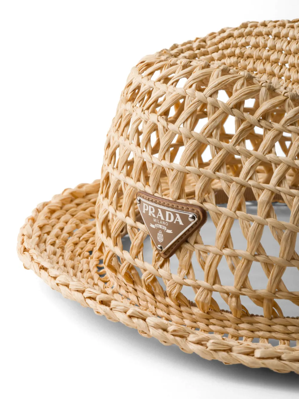 Shop Prada Woven Fabric Fedora In Neutrals