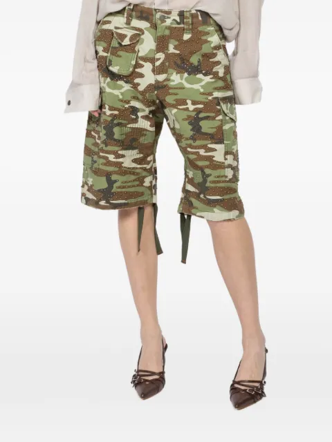 cout de la liberte camouflage-pattern studded-embellishment shorts