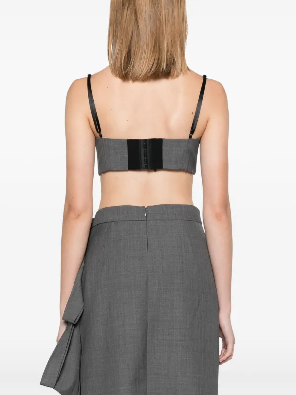 shushu/tong ショートスリーブクロップドトップ SHUSHU/TONG Ruffled Bralette Top | Grey | FARFETCH