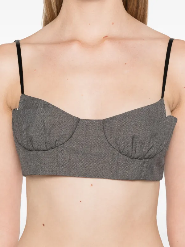 shushu/tong ショートスリーブクロップドトップ SHUSHU/TONG Ruffled Bralette Top | Grey | FARFETCH