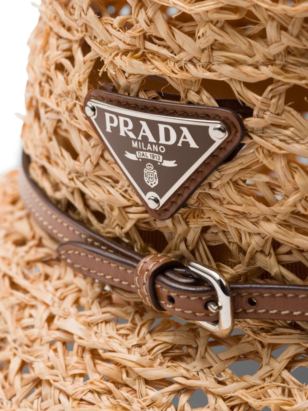 Shop Prada Enamel-triangle Logo Bucket Hat In Neutrals