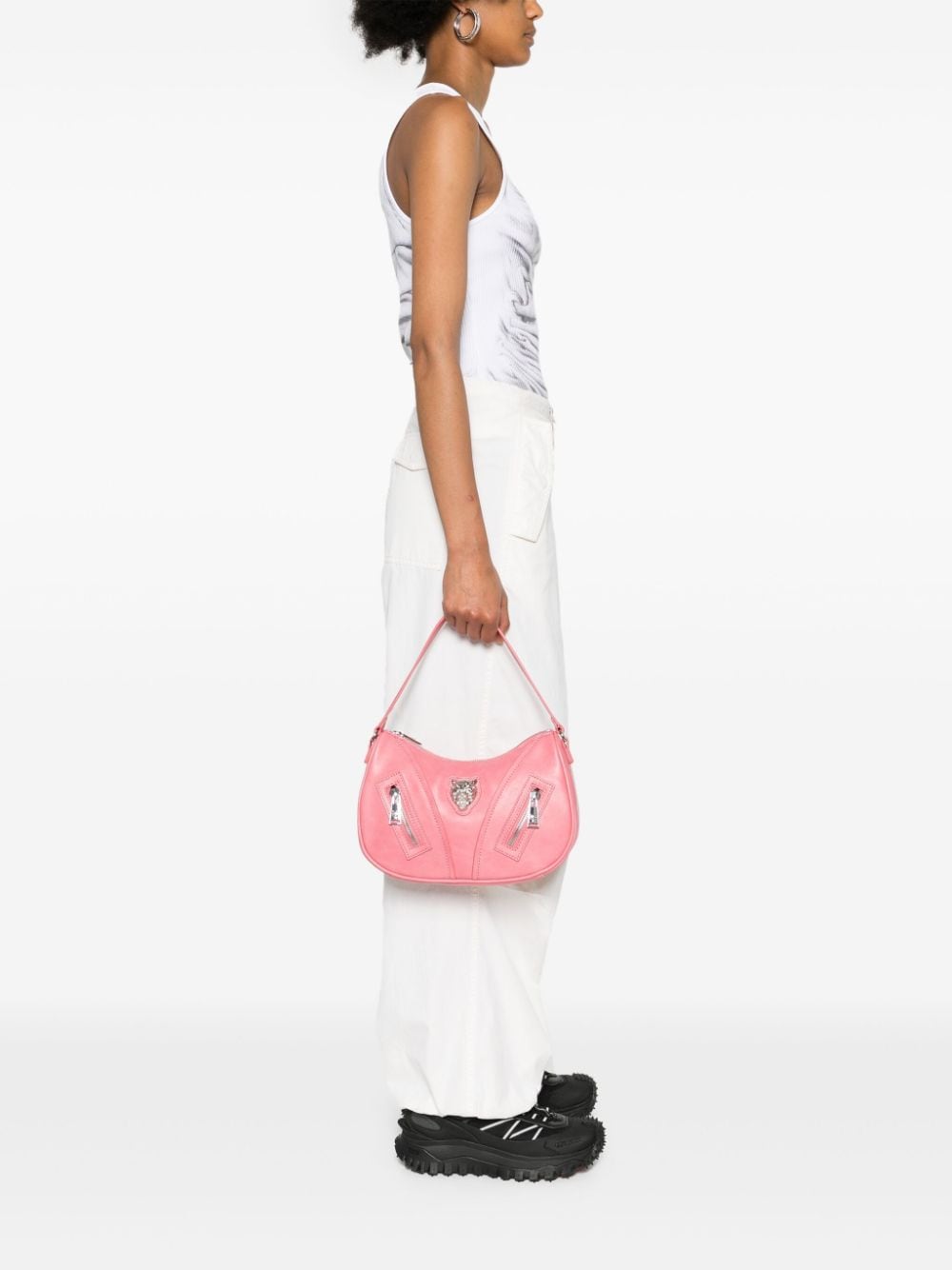 Shop Plein Sport Tiger-head Shoulder Bag In Pink