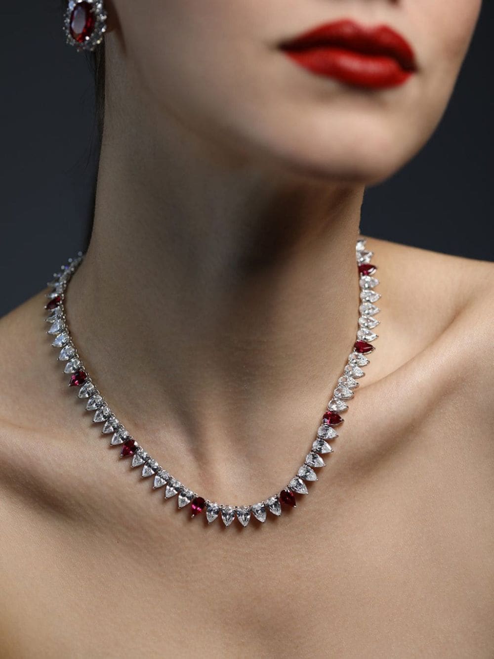 Shop Fantasia By Deserio Pear Stone Necklace In Red