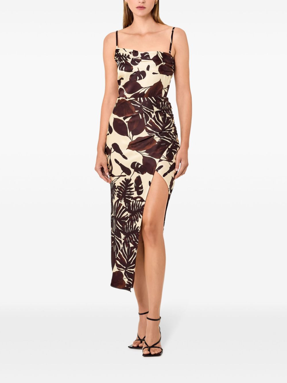 Shop Nicholas Syler Silk Dress In Brown