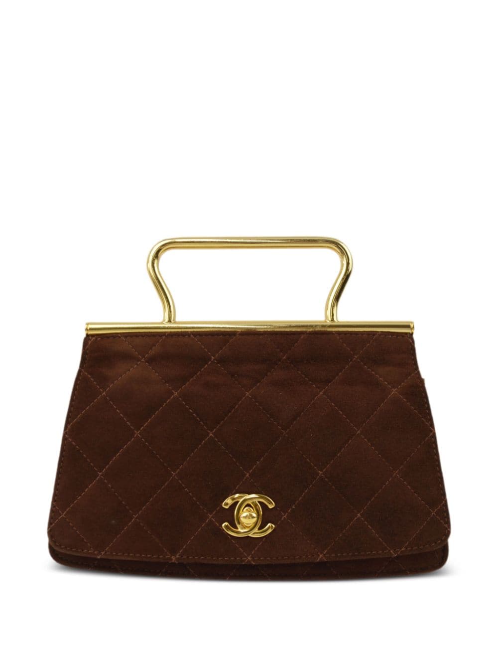 Pre-owned Chanel 1995 Cc Turn-lock Diamond-quilted Handbag In Brown