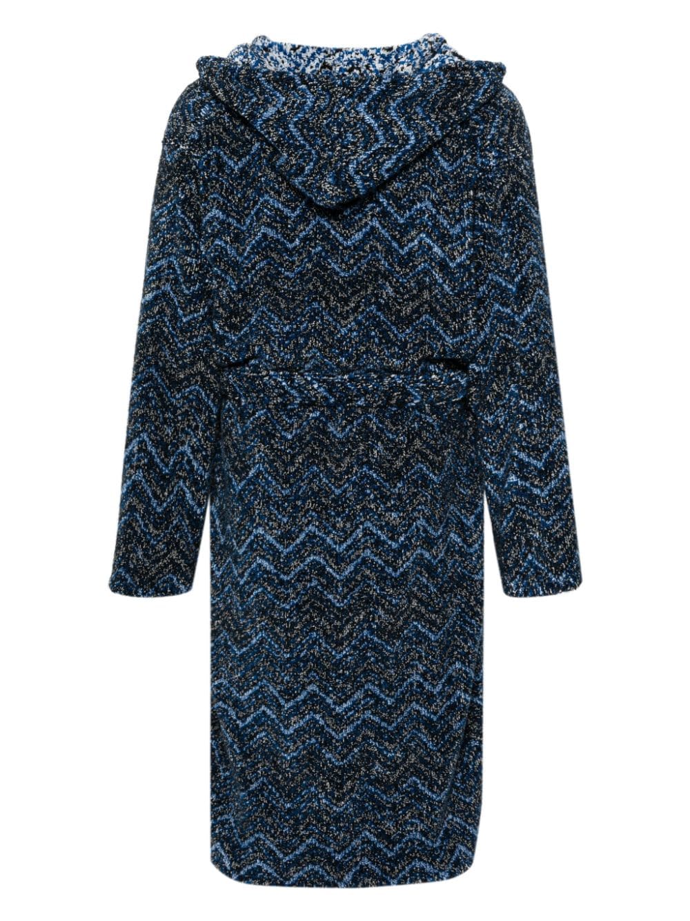 Shop Missoni Zigzag-woven Hooded Bath Robe In Blue