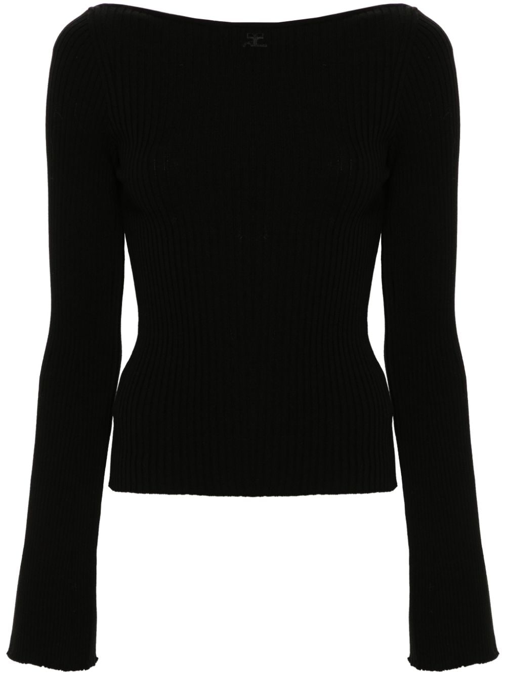 Courrèges boat-neck ribbed-knit top