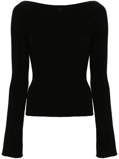 Courrèges boat-neck ribbed-knit top